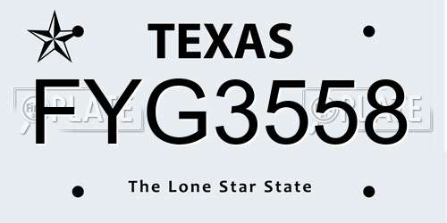 FYG3558 Texas License Plate