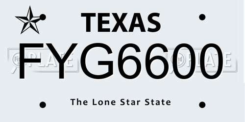 FYG6600 Texas License Plate