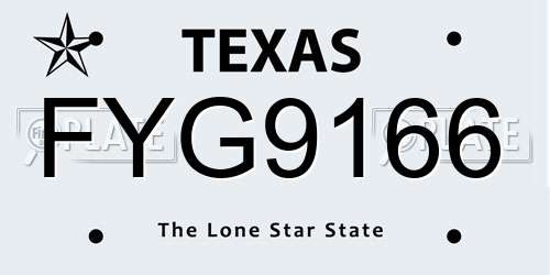 FYG9166 Texas License Plate