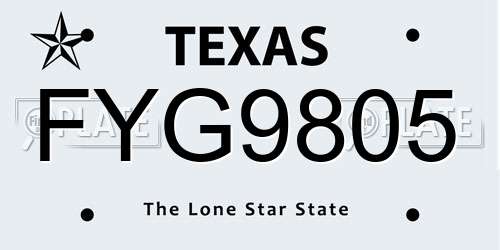 FYG9805 Texas License Plate