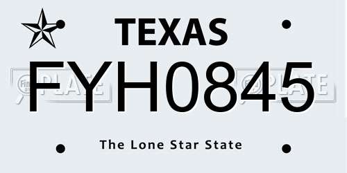 FYH0845 Texas License Plate