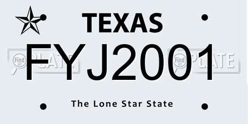FYJ2001 Texas License Plate