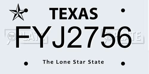 FYJ2756 Texas License Plate