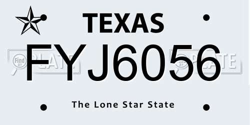 FYJ6056 Texas License Plate