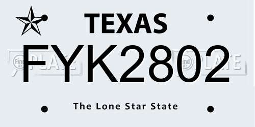 FYK2802 Texas License Plate