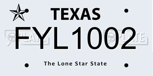 FYL1002 Texas License Plate