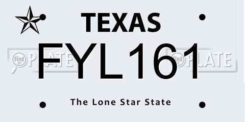 FYL161 Texas License Plate