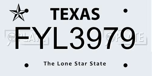 FYL3979 Texas License Plate