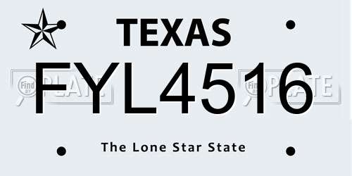 FYL4516 Texas License Plate