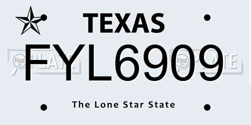 FYL6909 Texas License Plate