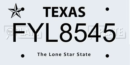 FYL8545 Texas License Plate