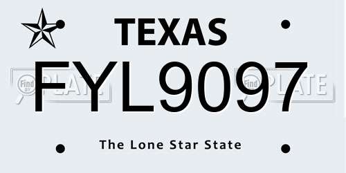 FYL9097 Texas License Plate