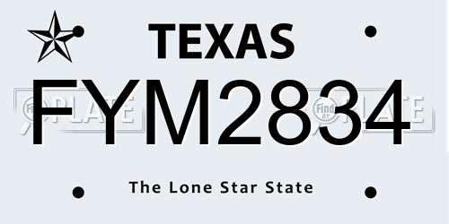 FYM2834 Texas License Plate