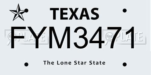 FYM3471 Texas License Plate