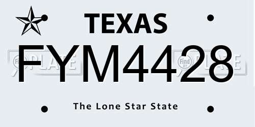 FYM4428 Texas License Plate