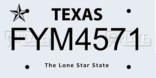 FYM4571 Texas License Plate