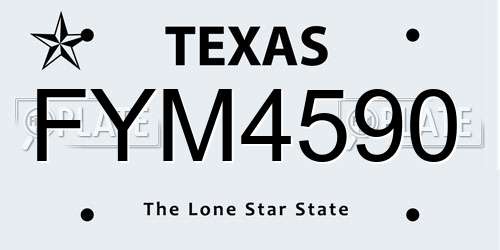 FYM4590 Texas License Plate