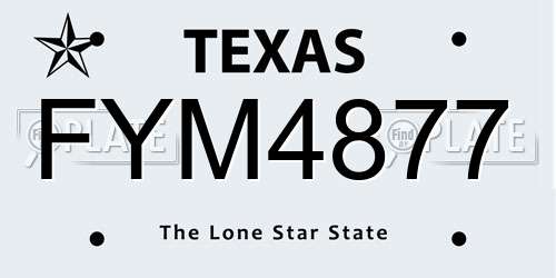 FYM4877 Texas License Plate