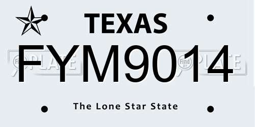 FYM9014 Texas License Plate