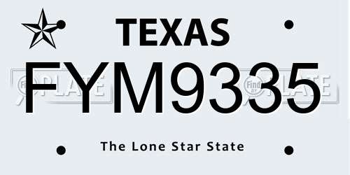 FYM9335 Texas License Plate