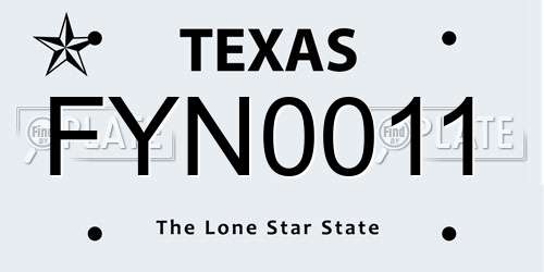 FYN0011 Texas License Plate