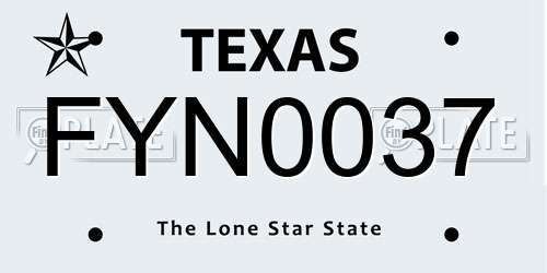 FYN0037 Texas License Plate