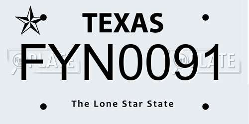 FYN0091 Texas License Plate