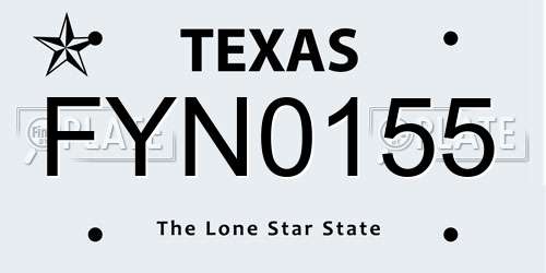 FYN0155 Texas License Plate