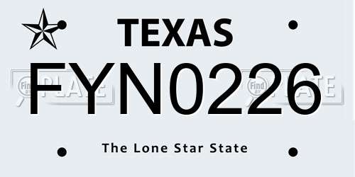 FYN0226 Texas License Plate