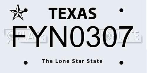 FYN0307 Texas License Plate