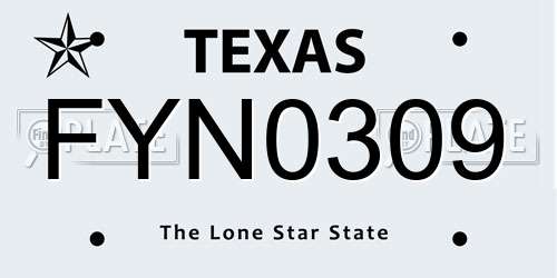 FYN0309 Texas License Plate