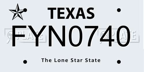FYN0740 Texas License Plate