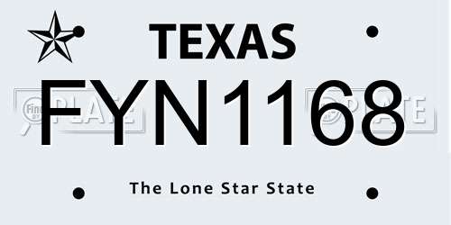 FYN1168 Texas License Plate