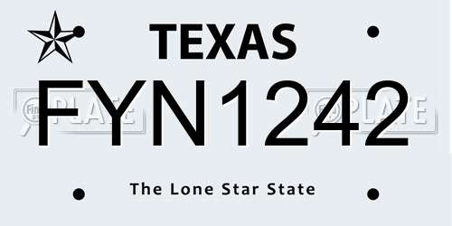 FYN1242 Texas License Plate