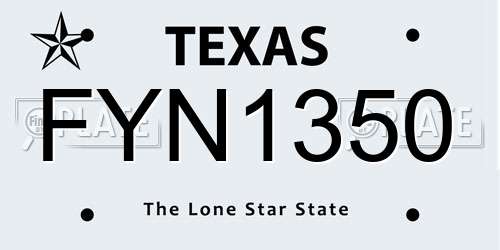 FYN1350 Texas License Plate