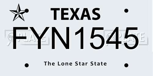FYN1545 Texas License Plate