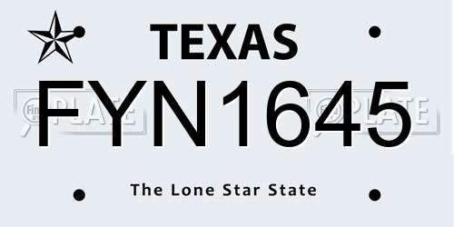 FYN1645 Texas License Plate