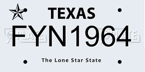 FYN1964 Texas License Plate