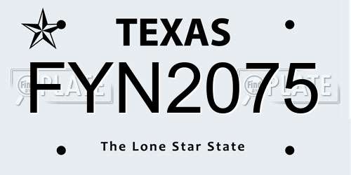 FYN2075 Texas License Plate