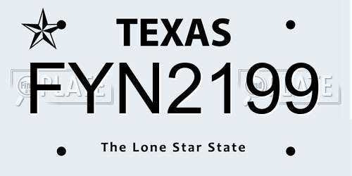 FYN2199 Texas License Plate