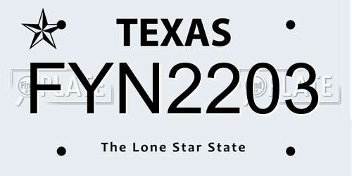 FYN2203 Texas License Plate