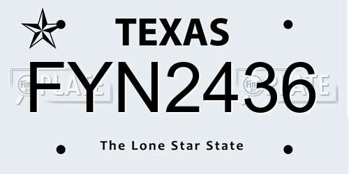 FYN2436 Texas License Plate