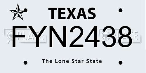 FYN2438 Texas License Plate