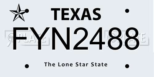 FYN2488 Texas License Plate