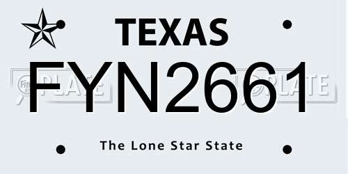 FYN2661 Texas License Plate