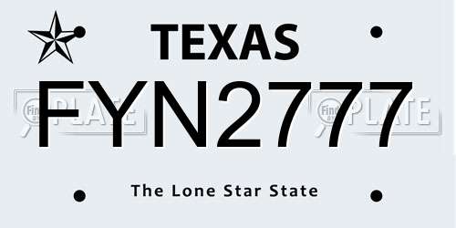 FYN2777 Texas License Plate