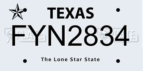 FYN2834 Texas License Plate