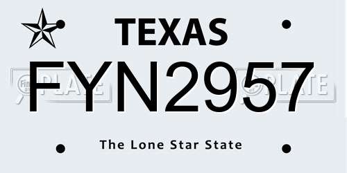 FYN2957 Texas License Plate