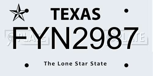 FYN2987 Texas License Plate