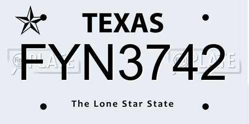 FYN3742 Texas License Plate